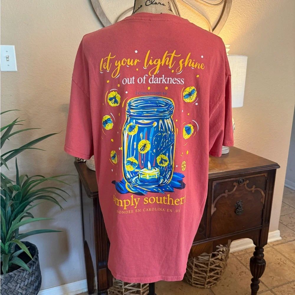 Simply Southern Rose Coral Firefly Short Sleeve Tee - Picture 2 of 12